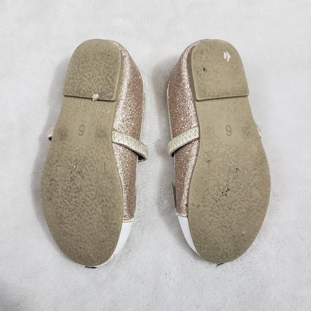 Capelli New York Girls Gold Glitter Fox Face Ballet Flats Mary Jane Shoes Size 6